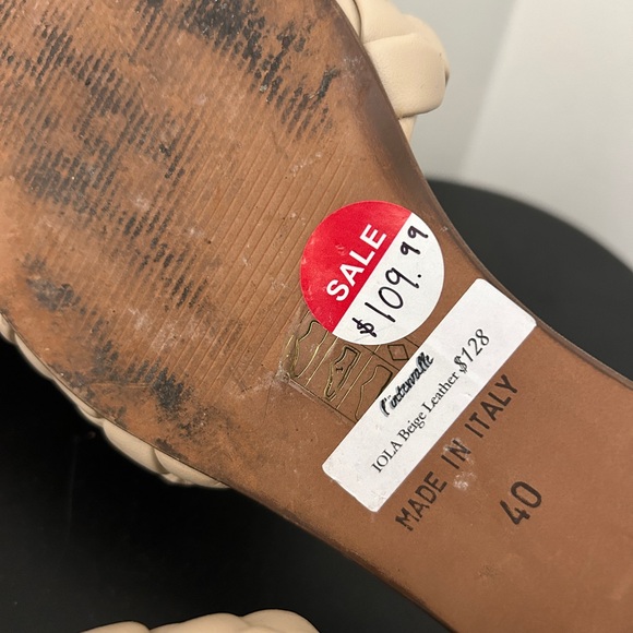 Beautiful leather sandals slide on cream colour - Picture 3 of 3